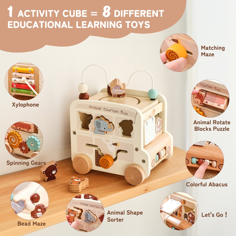 Montessori Wooden Children Toy - Party Games Bus review and price