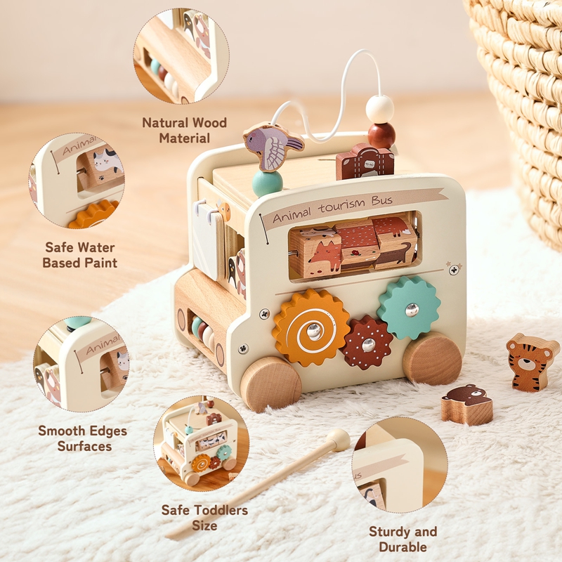 Montessori Wooden Children Toy - Party Games Bus review and price